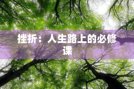 挫折:人生路上的必修课 挫折:人生路上的必修课