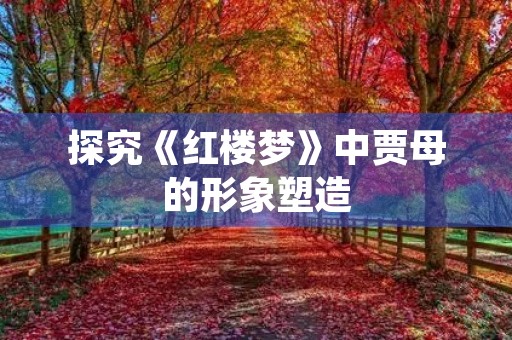 探究《红楼梦》中贾母的形象塑造 探究《红楼梦》中贾母的形象塑造