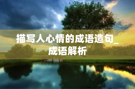 描写人心情的成语造句_成语解析