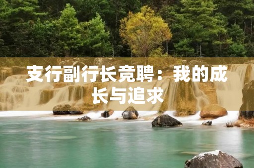 支行副行长竞聘:我的成长与追求 支行副行长竞聘:我的成长与追求