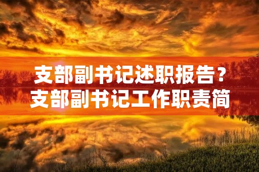 支部副书记述职报告？支部副书记工作职责简单