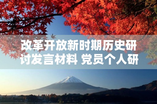 改革开放新时期历史研讨发言材料 党员个人研讨发言材料 改革开放新时期历史研讨发言材料 党员个人研讨发言材料