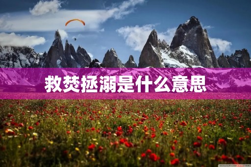 救焚拯溺是什么意思 救焚拯溺是什么意思