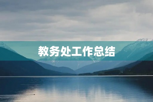 教务处工作总结