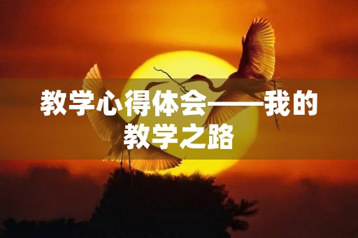 教学心得体会——我的教学之路 教学心得体会——我的教学之路
