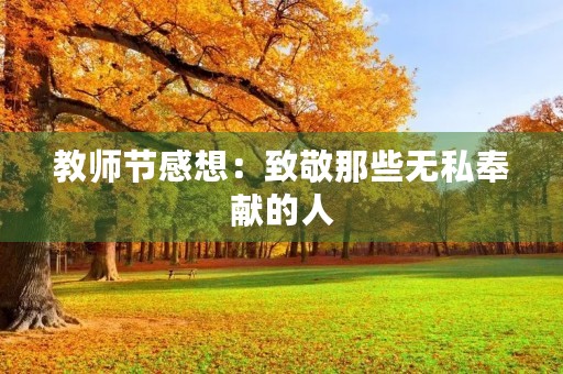 教师节感想：致敬那些无私奉献的人