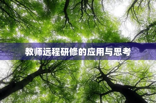 教师远程研修的应用与思考