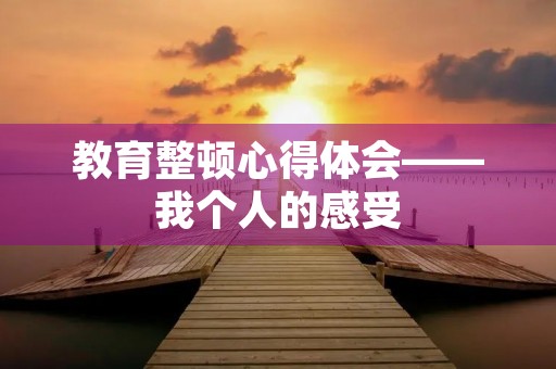 教育整顿心得体会——我个人的感受