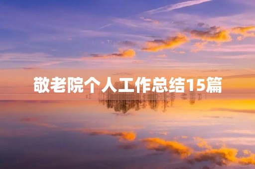 敬老院个人工作总结15篇