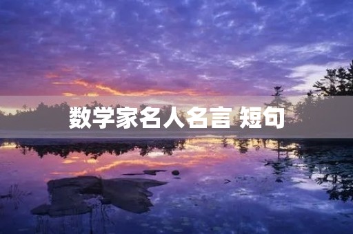 数学家名人名言 短句，数学家名人名言短句子
