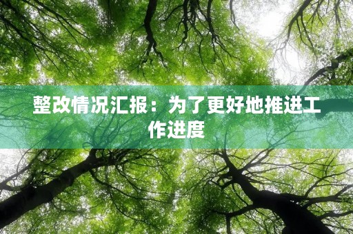 整改情况汇报:为了更好地推进工作进度,全力以赴做好各项整改工作,现对整改情况进行汇报。 整改情况汇报:为了更好地推进工作进度,全力以赴做好各项整改工作,现对整改情况进行汇报。