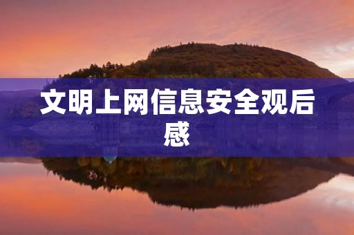 文明上网信息安全观后感 文明上网信息安全观后感