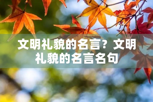 文明礼貌的名言?文明礼貌的名言名句 文明礼貌的名言?文明礼貌的名言名句