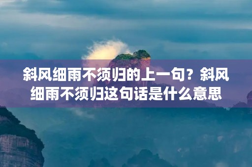 斜风细雨不须归的上一句?斜风细雨不须归这句话是什么意思 斜风细雨不须归的上一句?斜风细雨不须归这句话是什么意思