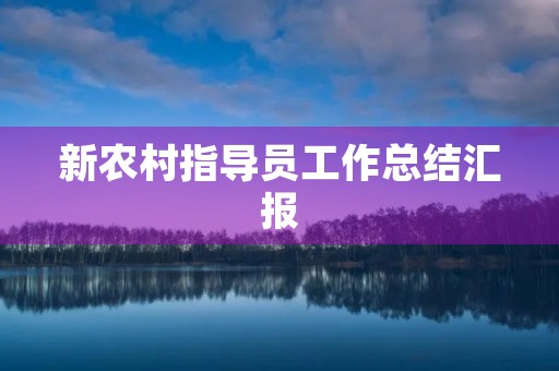 新农村指导员工作总结汇报 新农村指导员工作总结汇报