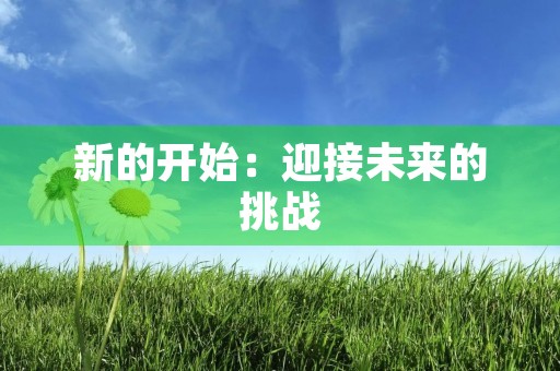 新的开始：迎接未来的挑战