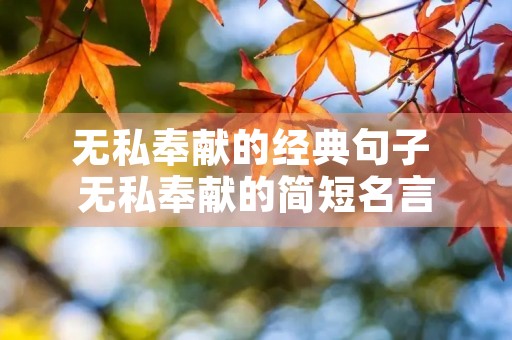 无私奉献的经典句子 无私奉献的简短名言 无私奉献的经典句子 无私奉献的简短名言