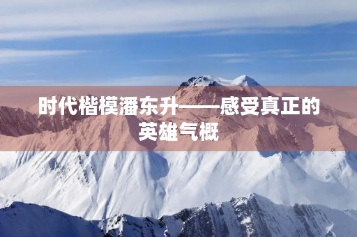 时代楷模潘东升——感受真正的英雄气概 时代楷模潘东升——感受真正的英雄气概