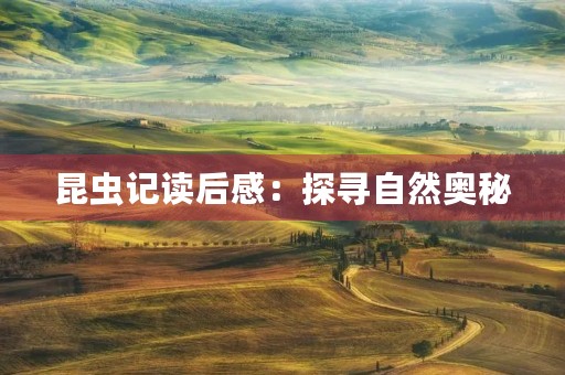 昆虫记读后感：探寻自然奥秘