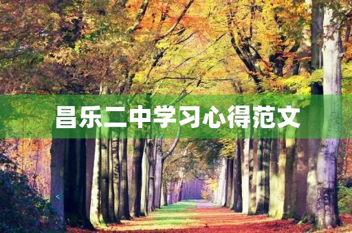 昌乐二中学习心得范文