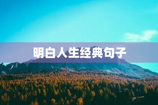 明白人生经典句子，人间清醒大格局的句子