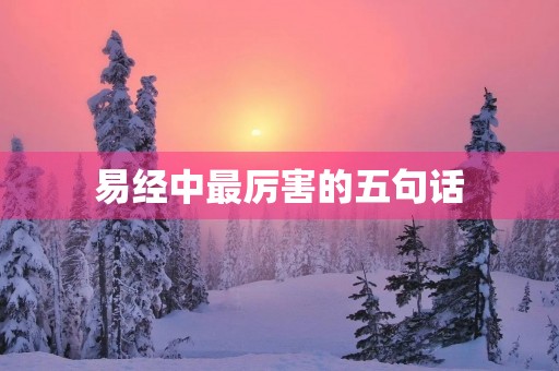 易经中最厉害的五句话，易经中最厉害的五句话视频