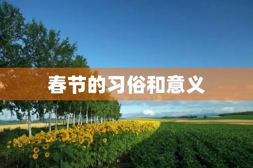 春节的习俗和意义 春节的习俗和意义