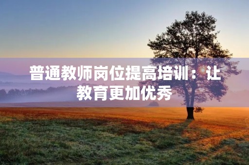 普通教师岗位提高培训:让教育更加优秀 普通教师岗位提高培训:让教育更加优秀