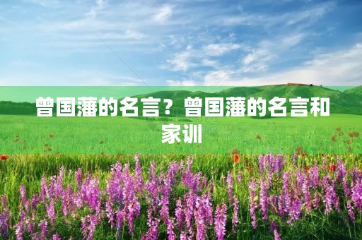曾国藩的名言？曾国藩的名言和家训