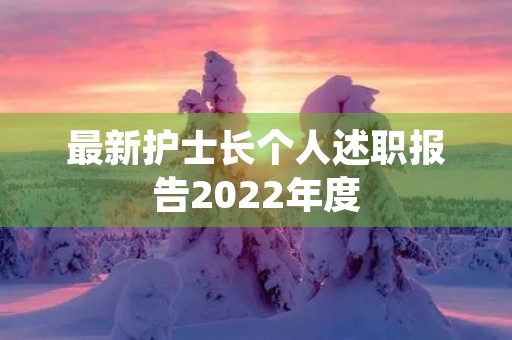 最新护士长个人述职报告2022年度 最新护士长个人述职报告2022年度