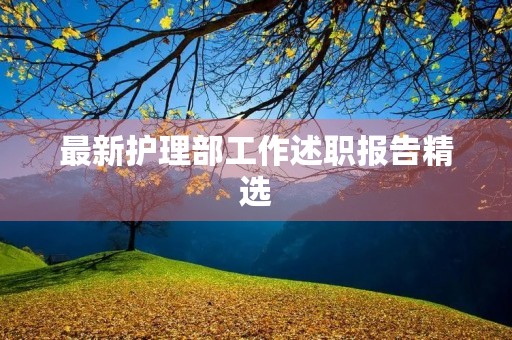 最新护理部工作述职报告精选