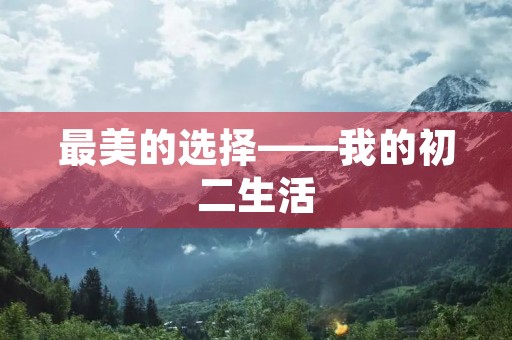 最美的选择——我的初二生活