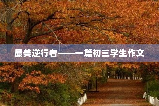 最美逆行者——一篇初三学生作文 最美逆行者——一篇初三学生作文