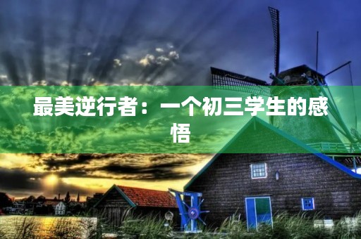 最美逆行者:一个初三学生的感悟 最美逆行者:一个初三学生的感悟