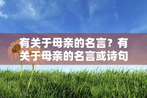 有关于母亲的名言?有关于母亲的名言或诗句 有关于母亲的名言?有关于母亲的名言或诗句