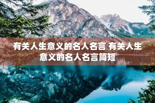有关人生意义的名人名言 有关人生意义的名人名言简短