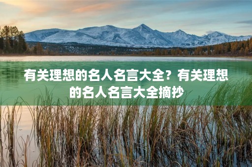 有关理想的名人名言大全？有关理想的名人名言大全摘抄