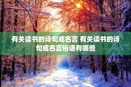有关读书的诗句或名言 有关读书的诗句或名言俗语有哪些