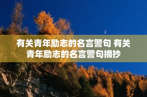 有关青年励志的名言警句 有关青年励志的名言警句摘抄