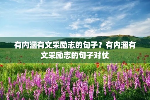 有内涵有文采励志的句子？有内涵有文采励志的句子对仗