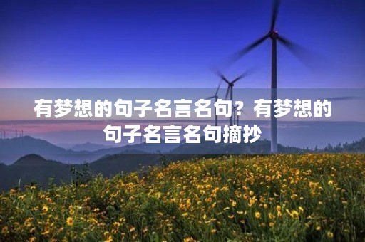 有梦想的句子名言名句？有梦想的句子名言名句摘抄