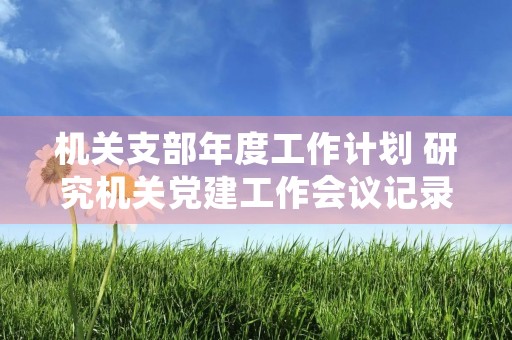机关支部年度工作计划 研究机关党建工作会议记录 机关支部年度工作计划 研究机关党建工作会议记录