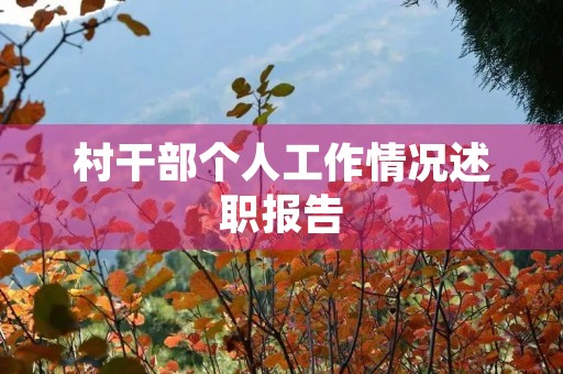 村干部个人工作情况述职报告 村干部个人工作情况述职报告