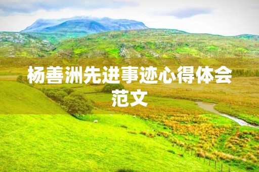 杨善洲先进事迹心得体会范文