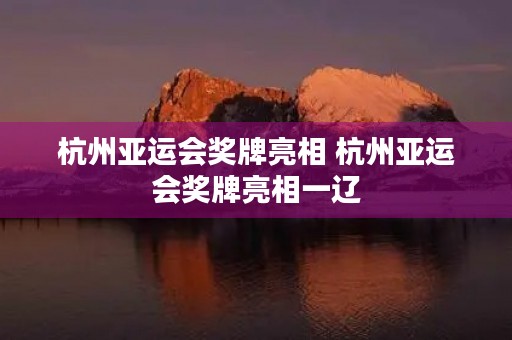 杭州亚运会奖牌亮相 杭州亚运会奖牌亮相一辽