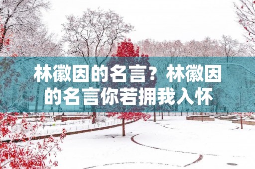 林徽因的名言？林徽因的名言你若拥我入怀