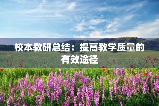 校本教研总结:提高教学质量的有效途径 校本教研总结:提高教学质量的有效途径