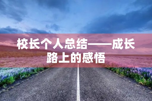 校长个人总结——成长路上的感悟