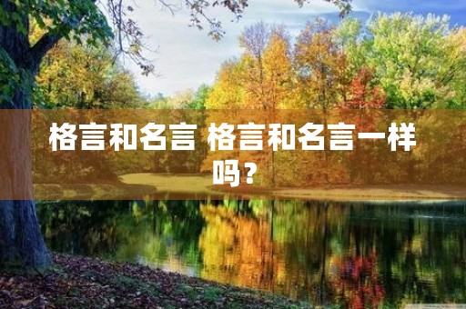 格言和名言 格言和名言一样吗？