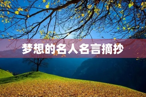 梦想的名人名言摘抄(梦想的名人名言摘抄大全)